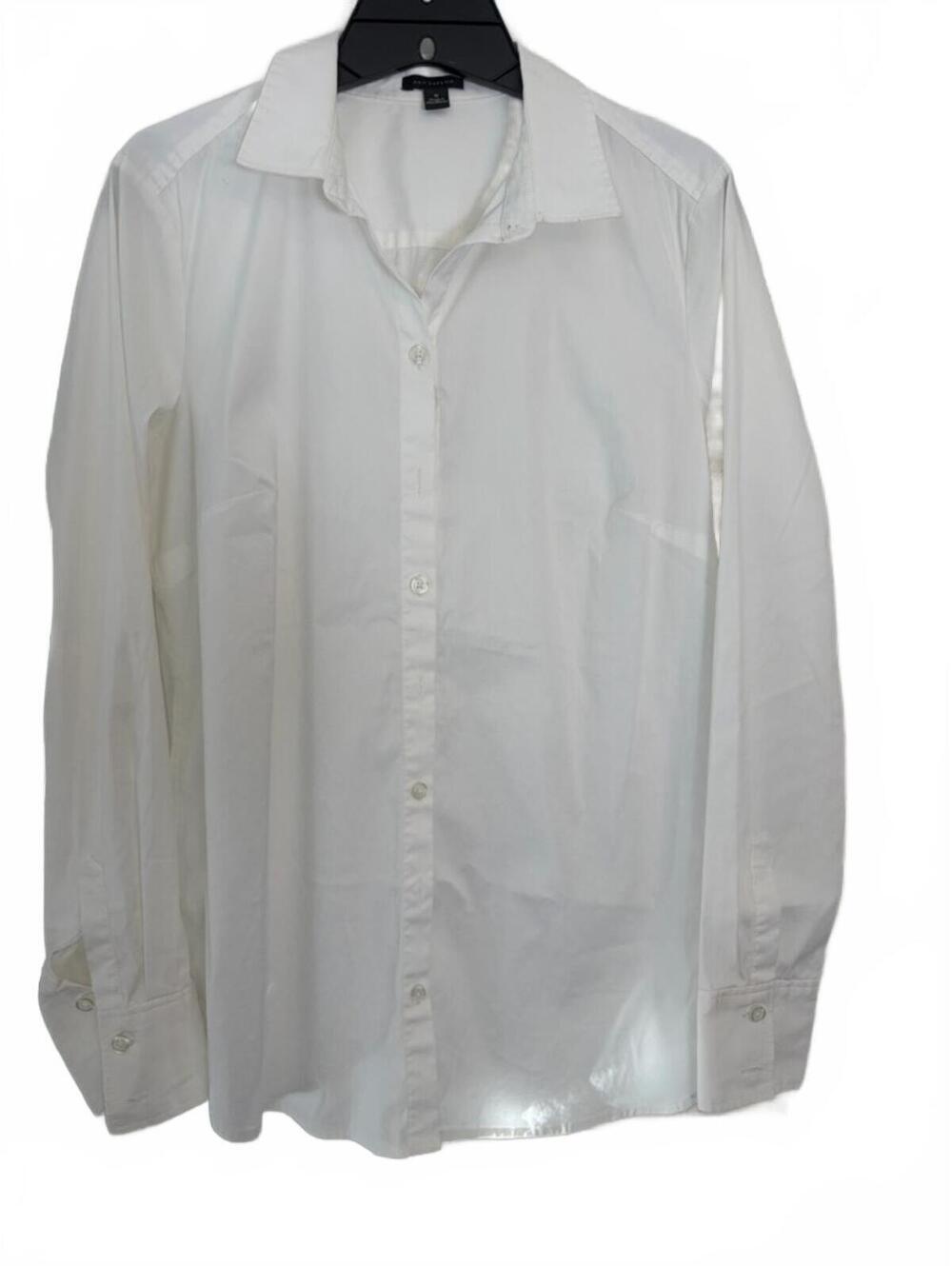 Ann Taylor Women’s White Dress Shirt Classic Collared Button-Up Office Career